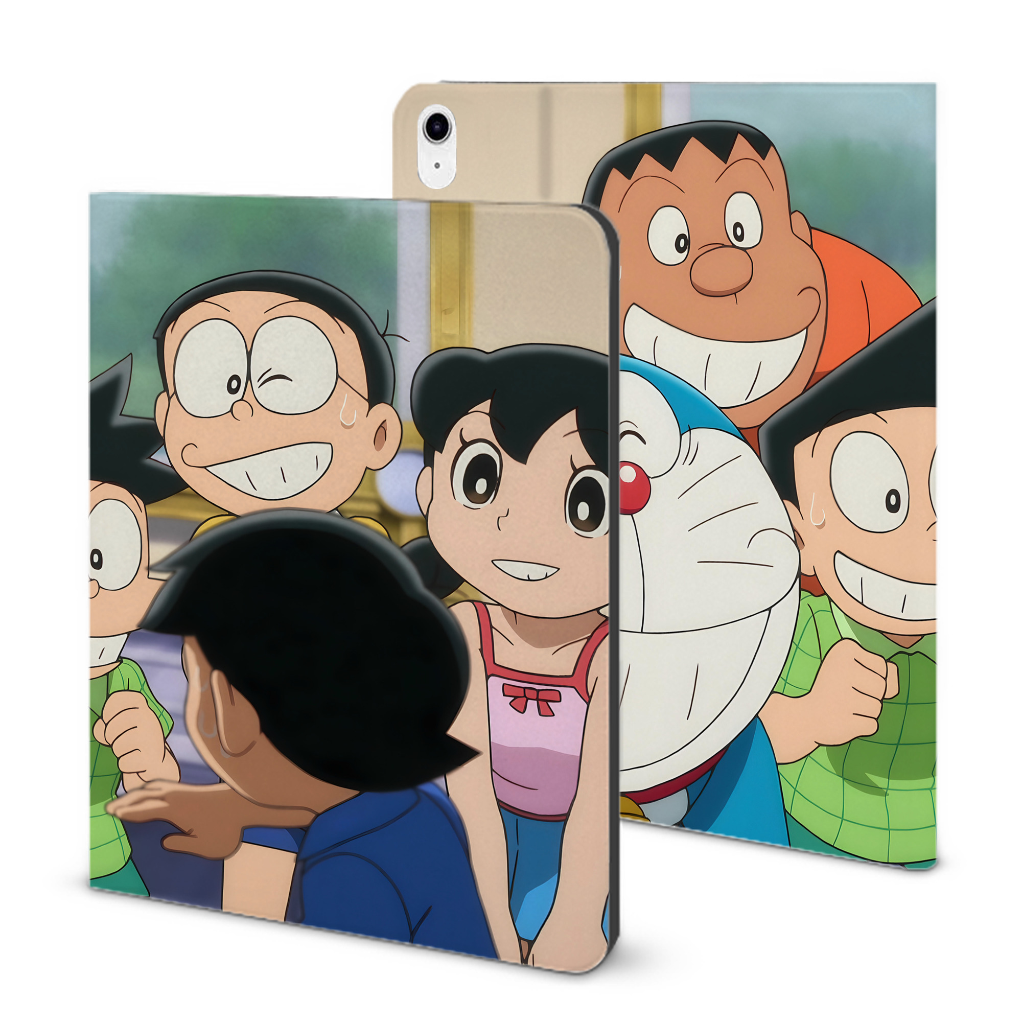 （画像用） ドラえもん Doraemon IPad ケース ブック型 PUレザー TPU 耐衝撃 軽量 薄型 ペン収納なし 全面保護 IPad 各モデル対応